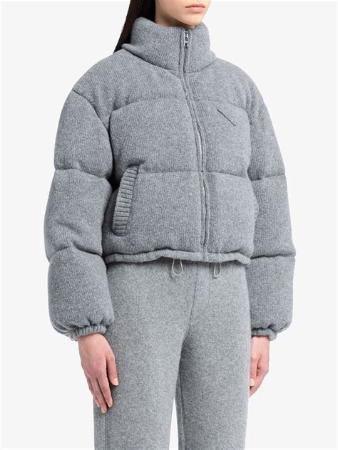 prada puffer jacket gray|Prada puffer jacket farfetch.